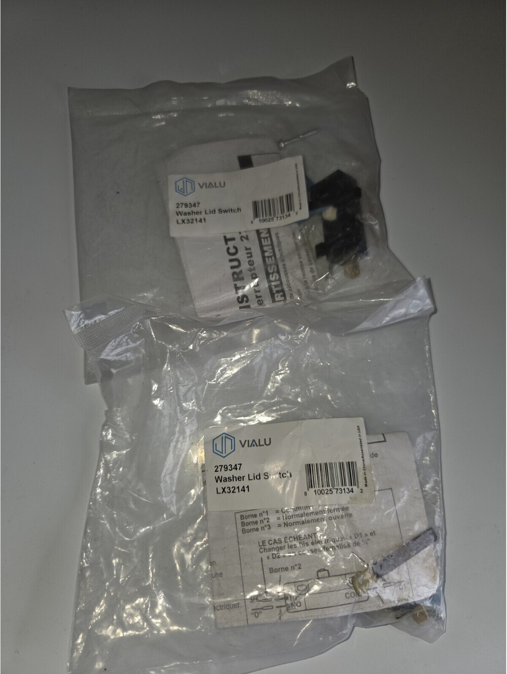 2x 279347 Dryer Door Lid Switch Kit for Whirlpool 25415, 205415, 233480 A23
